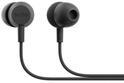 sudio V3 Auriculares con cable Essential con cable | Auriculares in-ear con conector USB-C | Diseño trenzado a prueba de roturas de cable | Micrófono integrado | IPX4 resistente al agua | Negro