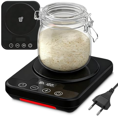 Sauerteigstarterwärmer mit Thermostat 21-38°C & 12h Timer | Sauerteig Wärmeplatte, Automatische Abschaltung & Speicherfunktion, für Sauerteig, Joghurt & Hefeteig, Perfekt für zu Hause