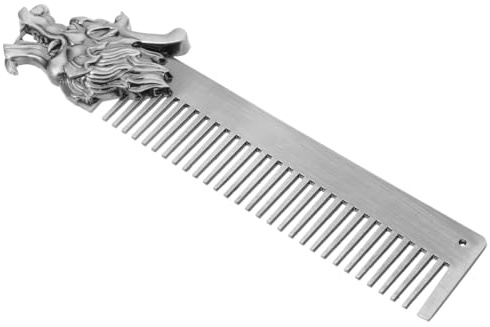 Dragon Head Zinc Alloy Metal Comb for Men Hair and Beard | Silver Pocket Size, Fine Teeth for Grooming, Gentleman Style Compact Portable Build