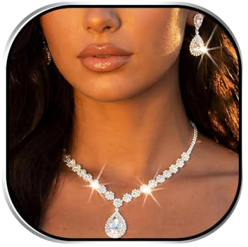 Ushiny Hochzeitsschmuckset Brautschmuck set Strass Halsketten Sets für Damen