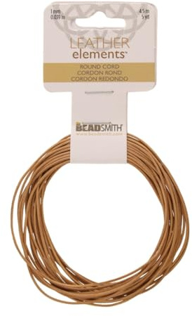 Thin Natural Leather Cord 0.5mm Diameter, 5 Yards