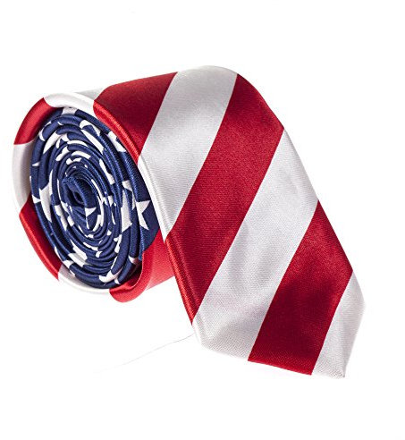 Novelty USA America Flag Stars & Stripes Slim Satin Tie