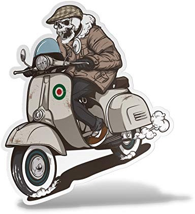 erreinge - Adesivo 10 cm Teschio COCCARDA Italia - Sticker PVC | Decal Compatibile per Moto, Scooter, Casco, Biker, Pickup, Carena, Serbatoio