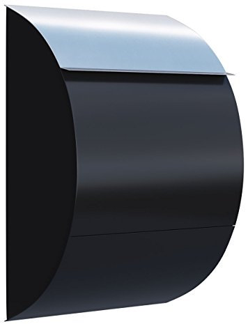 Briefkasten, Design Wandbriefkasten Jumbo Schwarz/Edelstahl - Bravios