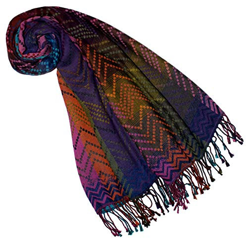Lorenzo Cana Pashmina Schaltuch 70 x 180 cm Baumwolle Damenschal Wolle Stola mehrfarbig bunt Naturfaser Schal Naturfaser Markenschal Fransen gewebt 7834133