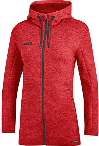 JAKO Damen Kapuzenjacke Premium Basics, Rot-Meliert, 38