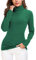EXCHIC Donna Casuala Solido Manica Lunga Adatto Maglione Dolcevita Elastico Felpa Pullover (S, Verde Scuro)