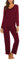 MAXMODA Pigiama Donna Lungo Pigiami Due Pezzi Maniche Lunghe Invernale Pantaloni Lungo, Vino Rosso, M