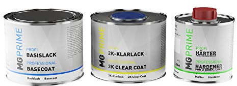 MG PRIME RAL 9006 Weissaluminium Metallic/White aluminium Lack Dose Set Basislack spritzfertig + 2K Klarlack matt 1,25L