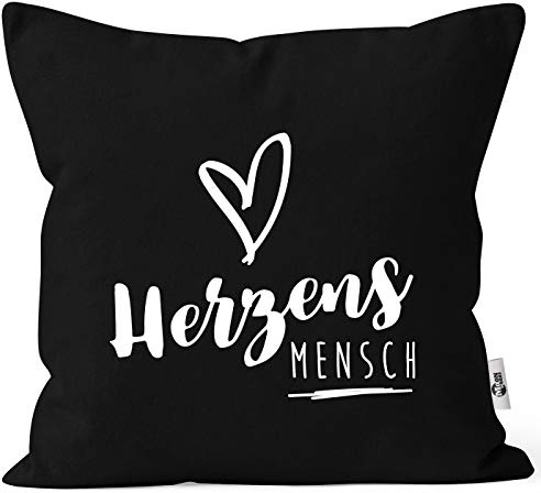 MoonWorks® Kissenbezug Herzensmesch Herz Kissenhülle Geschenk Weihnachten Liebe Freundschaft schwarz Unisize