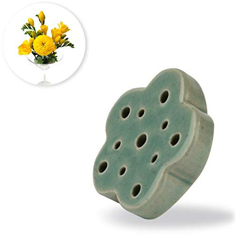 CLAYFLAG - Blumen-Frosch, handgefertigtes Blumenarrangement, Keramikhalter, umweltfreundliche Frösche für Blumenarrangements (7 cm) (grün)