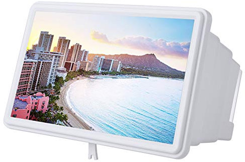 PUSOKEI Pantalla de Lupa de teléfono, Amplificador de Pantalla de teléfono móvil de Alta definición retráctil de plástico 3D de 12 Pulgadas, ampliación de Pantalla de proyector de Aumento(Blanco)