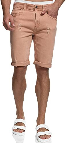 Indicode Herren Page Jeans Shorts Used Look aus 98% Baumwolle mit 5 Taschen