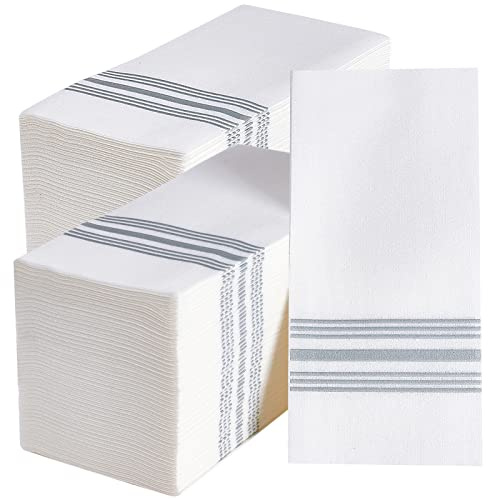 Vplus 300 PACK Guest Towels Disposable Bathroom Napkins, Silver