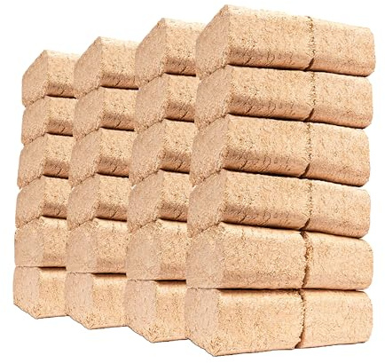 CostMad™ 100% Natural RUF Heat Briquettes Alder Birch Dry Wood - 12 Bricks - 10kg - Low 10% Moisture Easy to Light - Low Ash - Eco Friendly Open Fire Stove Fuel Wood Burner Chiminea (48 Bricks- 40kg)