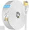Cable Ethernet 20 Metros, Cat 7 Cable de Red Exterior FTP Blindado Cable Rj45 Plano Cable Lan 20m Cable Wifi Gigabit Blanco 10Gbit/s 600MHz Alta Velocidad Cable Internet para Enrutador Módem