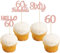 Gyufise 24Pcs Rose Gold Glitter 60th Birthday Cupcake Toppers Hello 60 Sixty Cake Toppers 60 & fabulous Cupcake Picks 60th Birthday Cake Decorations Supplies