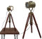 Antico Treppiede lampada Vintage proiettore Legno Treppiede Lampade LED faretti Desktop Lampada Da Tavolo Camera Da Letto & Soggiorno Decor