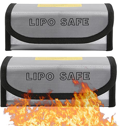Lipo Safety Protective Bag Lipo Safe Bag Fire-Resistant Explosion Protection Lipo Explosion-proof Bag Lipo Battery Safe Bag Lipo Battery Storage Box for Charging and Storage (Pack of 2)