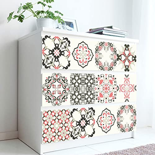 Kitchen Tile Stickers 10cm x 10cm Grey Blush Pink Stick on Tiles Tile Stickers for Bathroom Stick on Wall Tiles Backsplash for Kitchen Stick on Tiles Self-Adhesive Vinyl Home Decoration （10 Pieces）