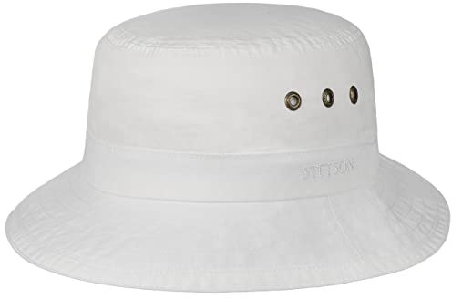 Stetson Reston Freizeithut Damen Herren Schlapphut Bio-Baumwolle Packable Baumwollhut 40-facher UV-Schutz Frühjahr Sommer weiß S (54-55 cm)