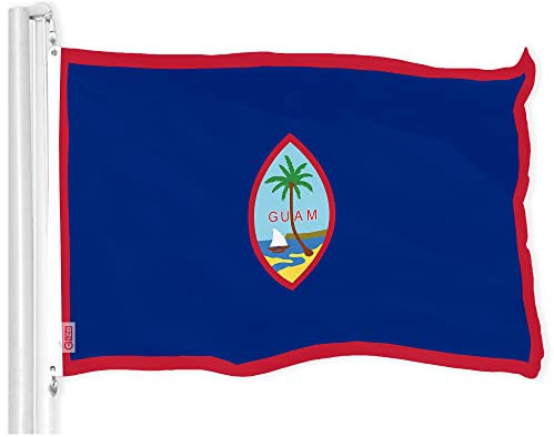 G128 Guamanische Flagge von Guam, 90 x 150 cm, LiteWeave Pro Serie, bedrucktes 150D-Polyester, für drinnen und draußen, lebendige Farben, Messingösen, dicker und langlebiger als 100D 75D Polyester