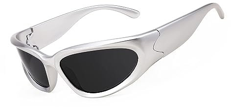 FEISEDY Schnell Brille Rave Wraparound Futuristische Sonnenbrille Punk Sportbrille Y2K Coole Techno Brillen für Herren Damen mit UV400 Schutz B2951