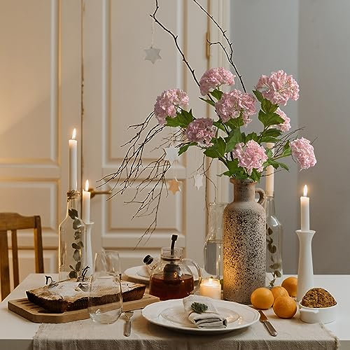 YalzoneMet Künstliche Schneeball-Viburnum-Blume, rosa, 4 Stück, 68.1 cm, kleine Hortensien, 2 Köpfe, natürlich, lebensecht, fühlen sich echt an, Kunstlatex, langer Stiel, Outdoor, Hochzeit