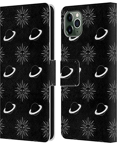 Head Case Designs Offizielle Haroulita Planet Und Sonne Himmlisches Schwarz Und Weiß Leder Brieftaschen Handyhülle Hülle Huelle kompatibel mit Apple iPhone 11 Pro Max