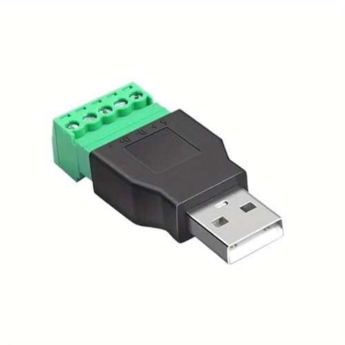 CABLEPELADO Connettore USB Tipo A | Connessione Viti Terminale | 5 Pin | USB 2.0 | Tensione nominale 30 V | Adatto per ricarica e trasferimento | Maschio.