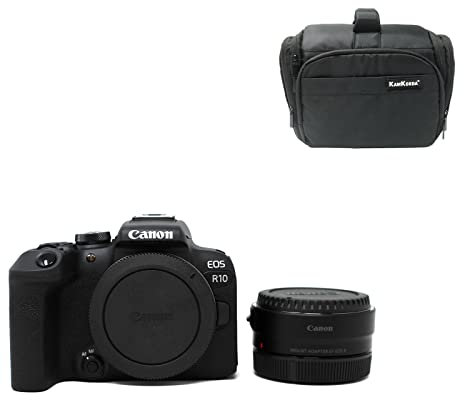 KamKorda Camera Bag + R10 Mirrorless Digital Camera Body + R Adapter, 24.2MP APS-C CMOS Sensor, 4K Video + 2 Year Warranty