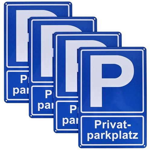4 Stück PrivatParkplatz Schilder, 20 x 30 cm PrivatParkplatz Schilder Aluminium Privatparkplatz Schilder Klares Zeichen setzen Parkplatzschild mit UV Schutz, Wetterfest (Blau)