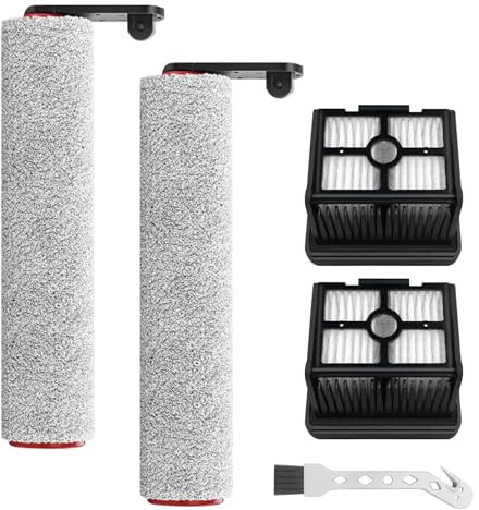 Fixbetter Replacement Brush Roller and HEPA Filter for Dreame H12 Pro, H12 Dual Cordless Wet and Dry Vacuum Cleaner Accessories, 2 Brush Roller + 2 HEPA Filters + 1 Cleaning Brush