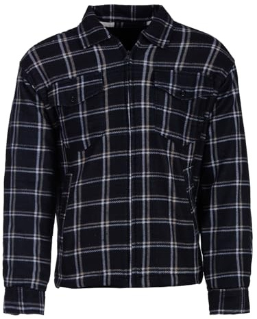 Henry Terre termoskjorta för män, arbetsjacka, termojacka, fleecefoder, rutig, storlek M-3XL, marinblå, 3XL