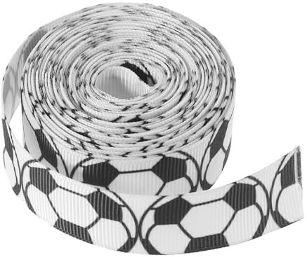 1 Rolle Fußballbanddekoration Kranz Schleife Band Fußball-bedrucktes Band geschenkband geschenkeband Satinband weißes Band DIY-Band basteln Party-Geschenkbänder Drucken schmücken