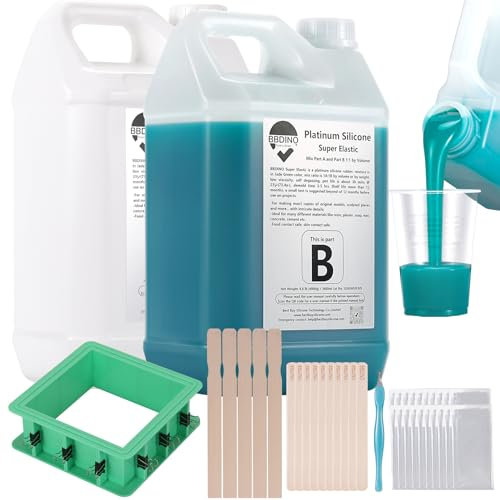 BBDINO Silicone Mold Making Kit - Super Elastic Silicon for Mold-Making 2 Gallons - Platinum Grade 1A:1B Mixing- Ideal for Resin/Silicone/Soap Molds Casting Jade Green