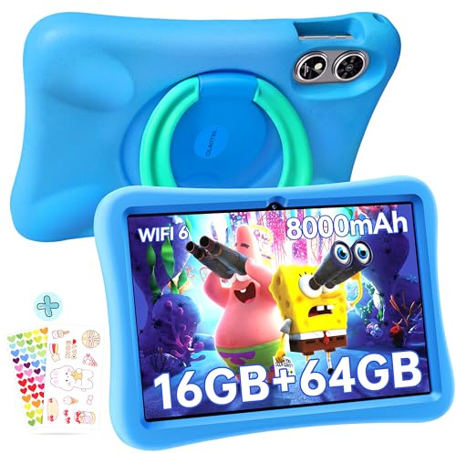OUKITEL OT6 Tablet per Bambini - 16GB RAM+64GB ROM- Android 13 WIFI Tablet - 10 HD 8000mAh con Controllo Parentale,BT5.0 Tablet Bambino Giochi Educativi, Tablet PC con Custodia in EVA Nero