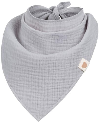 Smarilla Halstuch Dreieckstuch Bindetuch Kopftuch Uni Mädchen Junge Baby Musselin, Farbe: Grau