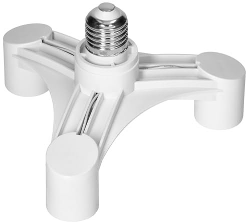 Miratic E27 Lampenfassung – Hochwertiger E27 Splitter Adapter aus Porzellan und Metall – Weiß – Für verschiedene Lichtanforderungen (E27/3xE27, breit)