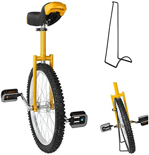 BAOSHIDAER 20 Rad Trainer Einheitliche Höhe Einstellbarer gleitsicherer Reifenbalchen -Fahrradübungen mit Einrad, Radeinheit, Gelb, 20 Zoll