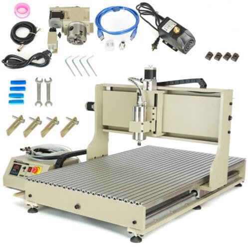 4 Axis CNC-Maschine, Fräsen Fräsen Cutting Schnittstelle CNC-Schnittstelle Fräsmaschine Zum Fräsen Gravieren Schneiden Schnittstelle (4-Axis USB 1500W 6090)