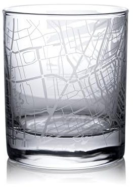 O3 DESIGN STUDIO Amsterdam City Map Whiskeyglas, einzigartiges Geschenk, 297 ml