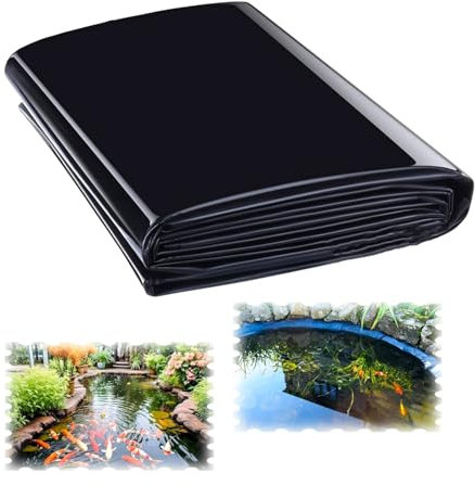 wasserdichte Teichfolie 2x2.0m 4x4.0m 5x6.0m 6x10.0m 8x10.0m Schwarz HDPE Teichfolien Undurchlässige Folie Brunnenmembran Für Fischteiche Wasserfälle(6x7.5m)