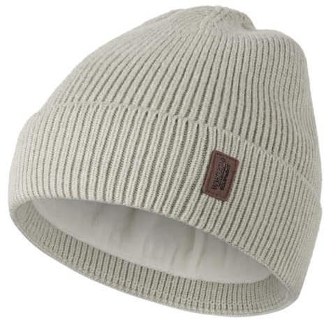 Wmcaps Beanie Mütze, Herren Winter Warme Unisex Wintermütze Strickmütze Dehnbare Weiche Wollmütze mit Bündchen und Dickem Warmem Futter Geschenke für Freundin männer Frauen, Hellgrau