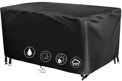 Housse de Protection ImperméAble pour Meubles de Jardin 220x180x90cm/LxWxH Bache Table Exterieur, Housse Salon de Jardin Carré, pour Bache Salon de Jardin Exterieur, Anti-UV, Coupe-Vent