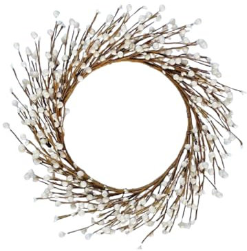Beautiful White Berry Christmas Wreath - Indoor or Outdoor, 40cm. Great for Door & Staircase Decorations