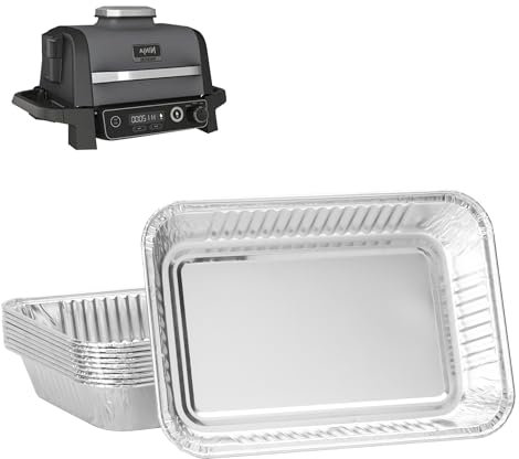 30 Pack Grill Drip Pan Liners for Ninja Woodfire OG800 OG900 Series, 6418 Grease Tray for Ninja Woodfire Pro Connect XL OG850 OG951 Series, Disposable Aluminum Foil Drip Pans