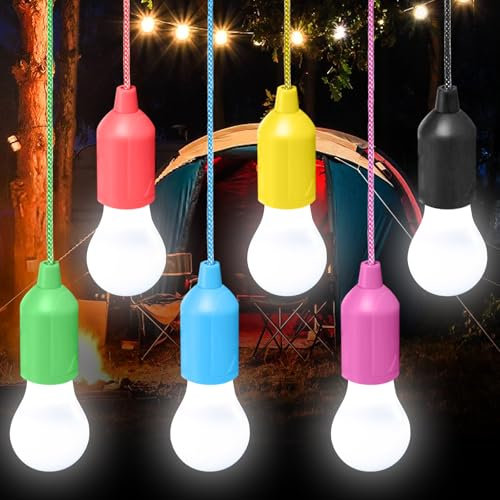 6 bombillas LED para camping, camping, camping, con interruptor de tracción, para senderismo, pesca, escritorio, jardín, barbacoa