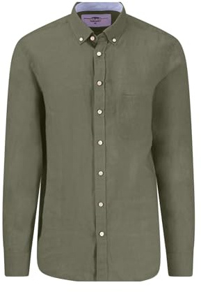 FYNCH-HATTON Hemd aus Leinen mit Button-Down-Kragen Olive/M