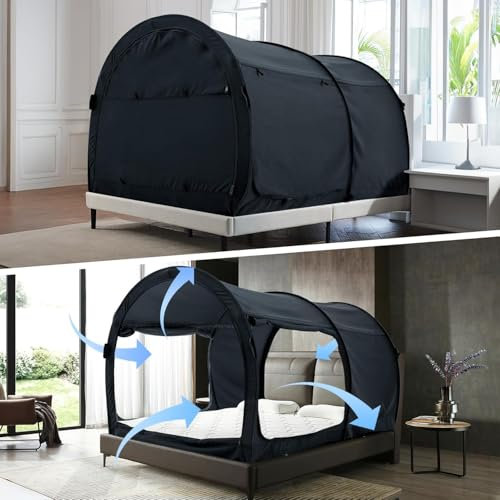 Alvantor Bettzelt, Queen-Size-Schlafzelt, Bett für Erwachsene, Queen-Size-Bett, Baldachin, Pop-Up-Zelt, tragbar, Traum-Sichtschutzzelt für Bett (Matratze Bett Nicht im Lieferumfang enthalten)